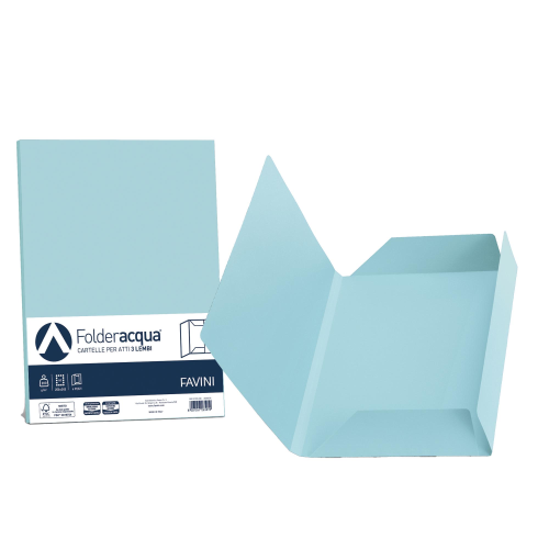 CARTOTECNICA FAVINI LUCE E ACQUA CARTELLINE 3 LEMBI 245X345 mm COL. CELESTE CONF 25 Pz.